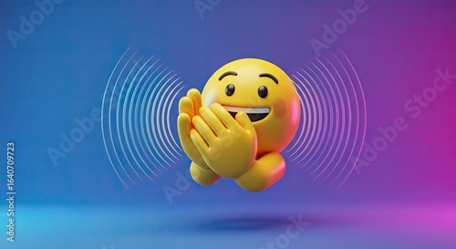 Emoji Hand Clapping Soundwave Rings Radiating Applause