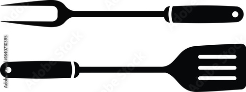 Bbq grill utensils set spatula fork silhouette