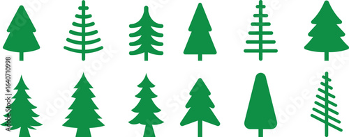 Christmas Tree icon set.Pixel Perfect. For Mobile and Web. Contains such icons as Christmas Tree, Nature, Holiday, Christmas, Pine Tree, Winter.Vector illustration of pine silhouette.