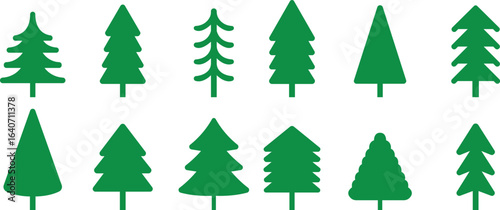 Christmas Tree icon set.Pixel Perfect. For Mobile and Web. Contains such icons as Christmas Tree, Nature, Holiday, Christmas, Pine Tree, Winter.Vector illustration of pine silhouette.