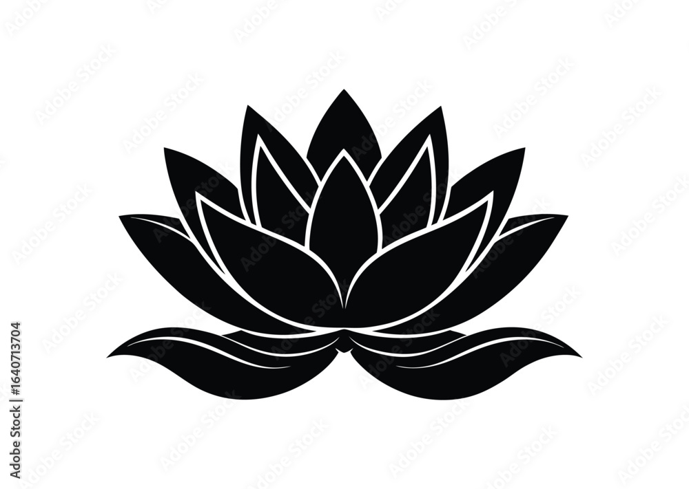 Fototapeta premium A sleek water lily silhouette black vector white background