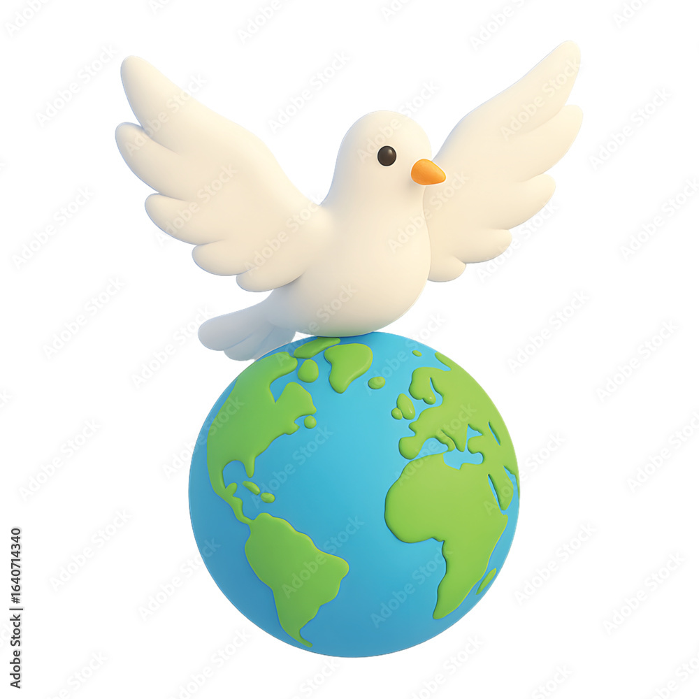 Obraz premium White dove perched on planet Earth representing global peace, unity, and harmony