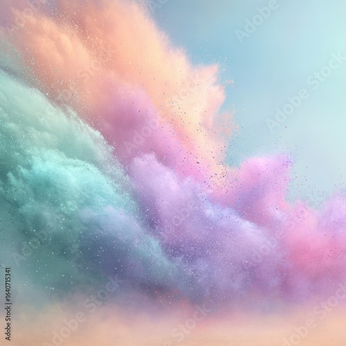 Pastel pink blue green purple powder clouds on light background, dreamy ethereal backdrop for wellness apps, beauty packaging, and tranquil lifestyle content

