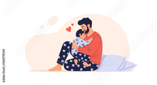 A heartwarming illustration of a father embracing his child in a loving gesture a moment of affection and care