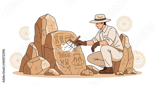Archaeologist Carefully Cleans Ancient Stone Carvings Revealing Historical Insights and Timeless Art