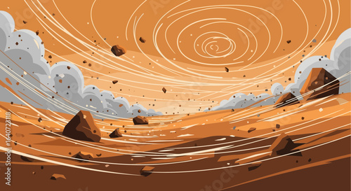 Abstract Sandstorm Illustration Depicting a Harsh Desert Environment Weather Phenomenon