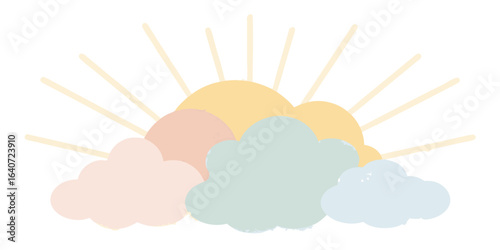 pastel watercolor clouds blending golden sun