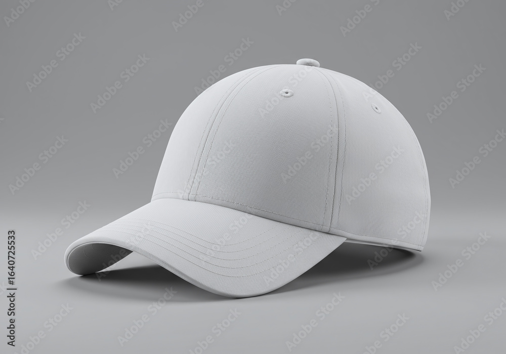 Fototapeta premium White Baseball Cap Mockup Isolated on Gray Background