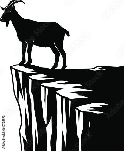 Goat Silhouette Standing Confidently on a Cliff Edge