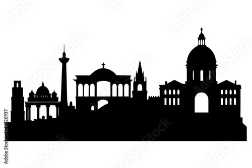 Rome city skyline   black silhouette vecto,silhouette of Rome city, Italy city