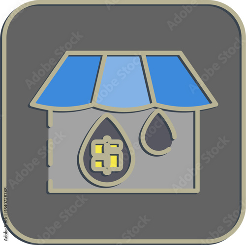 Icon oil market. Oil Industry elements. Icon in embossed style.
