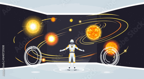 Astronaut Explores Solar System Universe Future Traveling Space Exploration Display