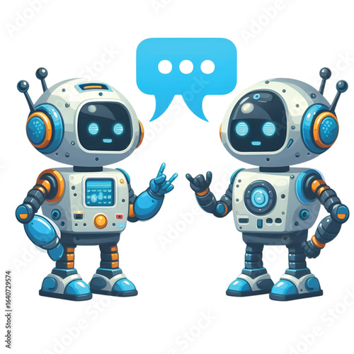 two robbot is ehatting with each other illustration vector
