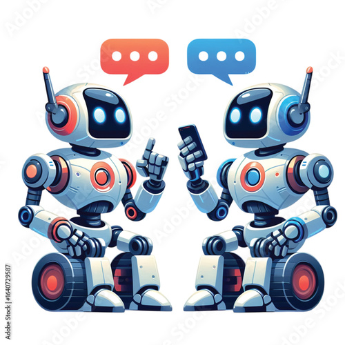 two robbot is ehatting with each other illustration vector