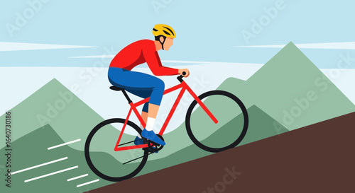 Athlete Conquering Mountain Pass On Bicycle For Fitness And Adventure Pursuit