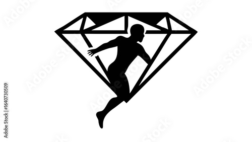 Diamond in the making: An emblem of ambition, this image encapsulates the essence of striving for success, with a running silhouette encased in a diamond, symbolizing perseverance and resilience.