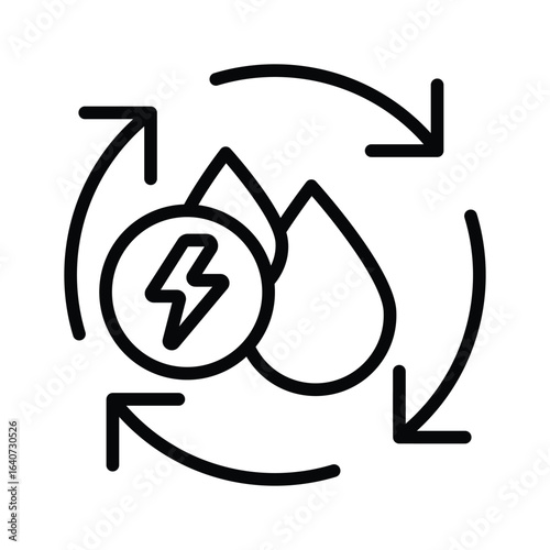 A well designed outline style icon of water energy