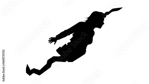 Soaring Silhouette: Dynamic silhouette of a figure gracefully soaring through the air, captured in stark contrast to create a sense of wonder and freedom.