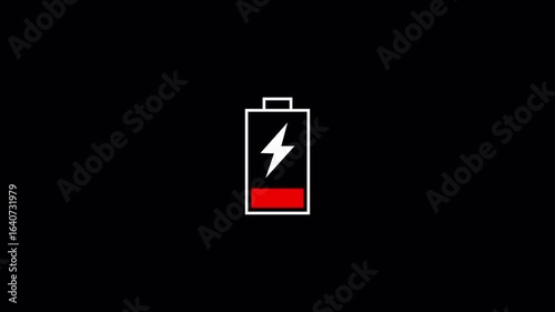 Mobile phone battery low warning blink animation transparent background alpha channel