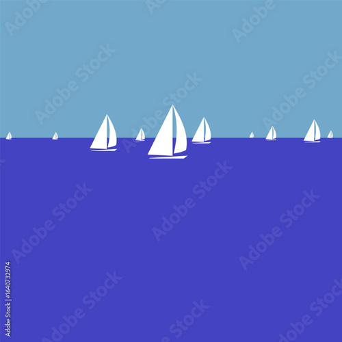 Marine regatta advertising poster. Vector illustration. Sketch for creativity.