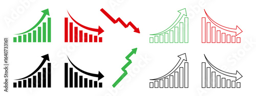  Stock market arrow. arrow crisis business market. Vector illustration Design Stock Market Icon.