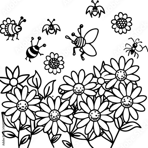 Clean Bee Frenzy Floral Illustration