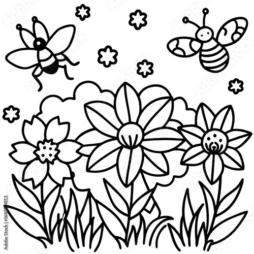 Clean Bee Frenzy Floral Illustration