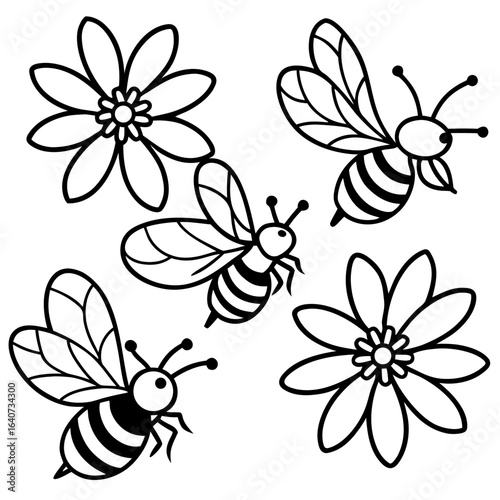 Clean Bee Frenzy Floral Illustration