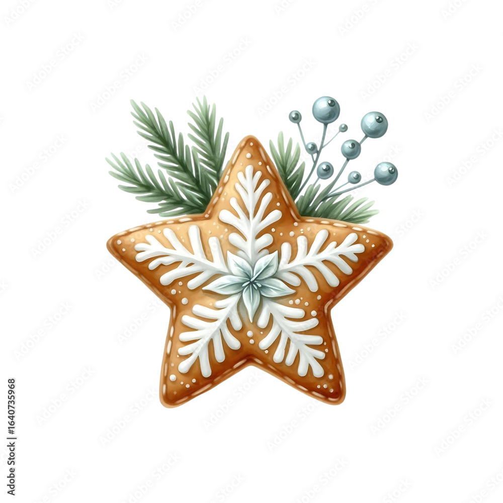 Obraz premium Star Cookie with Icing Isolated