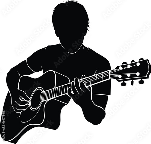 Silhouette of Person Playing Acoustic Guitar Musician
