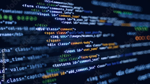 Code, HTML, php web programming source code. Cjding, programming, development concept. Abstract code background - 3d rendering