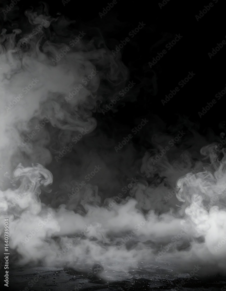 Naklejka premium Abstract grayscale image of swirling smoke against a black background