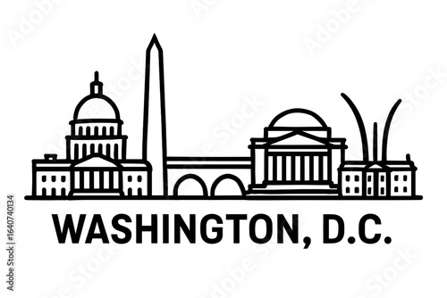 City skyline with iconic buildings and landmarks, Washington D.C.