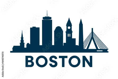 City skyline with iconic buildings and landmarks, Boston