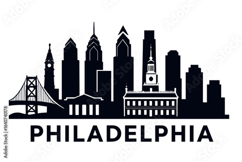 City skyline with iconic buildings and landmarks, Philadelphia