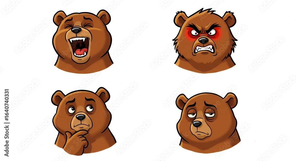 Fototapeta premium Cartoon bear faces set
