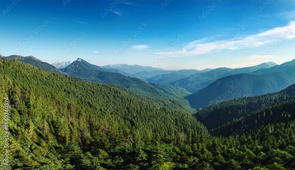 Fototapeta premium Mountain Range Panorama Under a Blue Sky