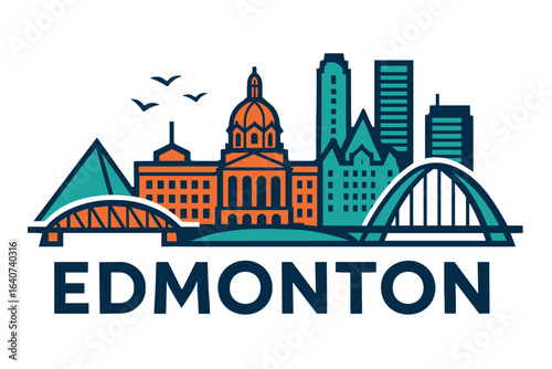 City skyline with iconic buildings and landmarks, Edmonton
