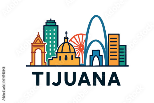 City skyline with iconic buildings and landmarks, Tijuana