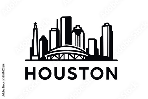 City skyline with iconic buildings and landmarks, Houston