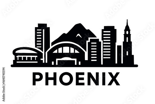 City skyline with iconic buildings and landmarks, Phoenix