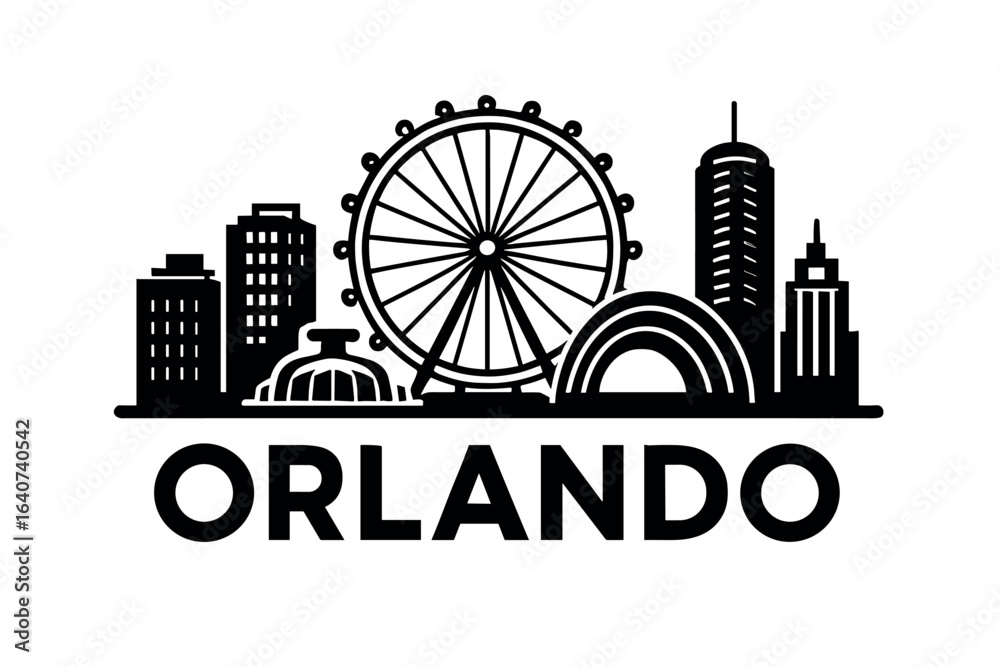 Fototapeta premium City skyline with iconic buildings and landmarks, Orlando