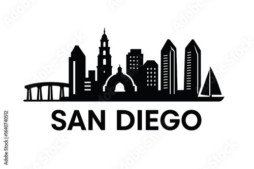 City skyline with iconic buildings and landmarks, San Diego