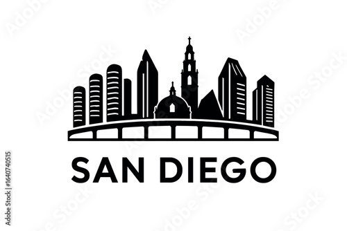 City skyline with iconic buildings and landmarks, San Diego