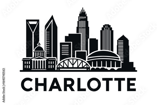 City skyline with iconic buildings and landmarks, Charlotte