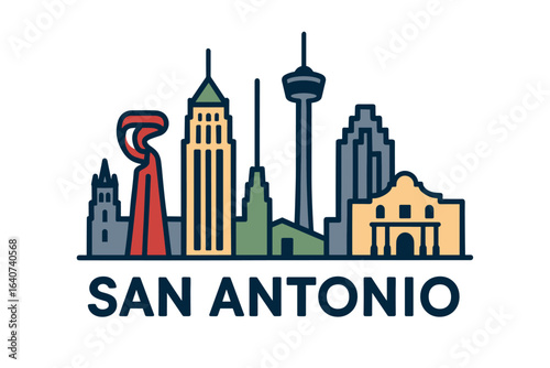 City skyline with iconic buildings and landmarks, San Antonio