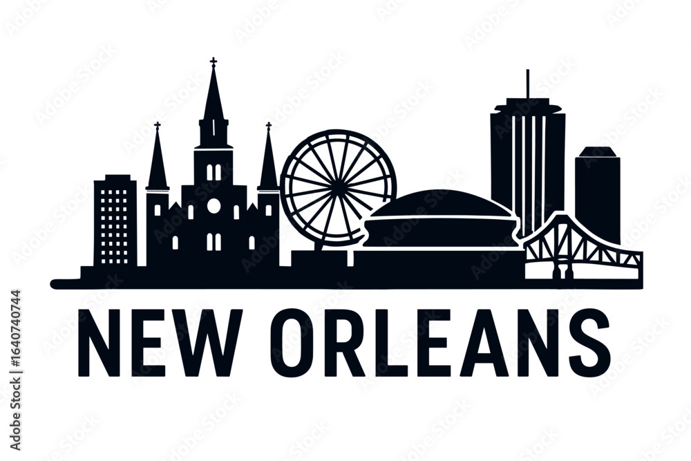 Fototapeta premium City skyline with iconic buildings and landmarks, New Orleans