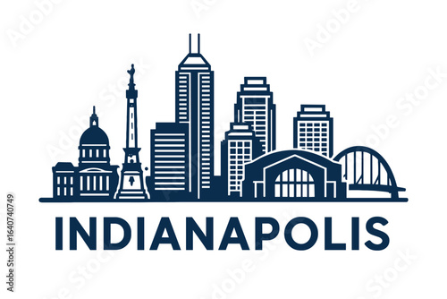 City skyline with iconic buildings and landmarks, Indianapolis