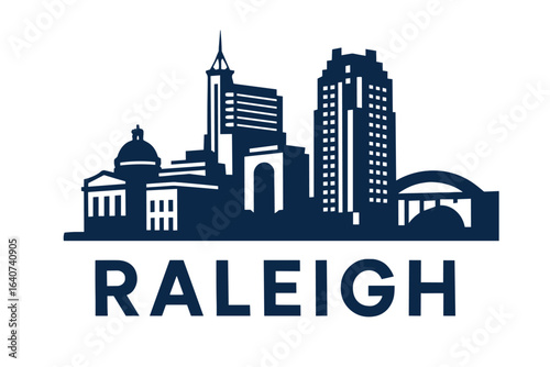 City skyline with iconic buildings and landmarks, Raleigh