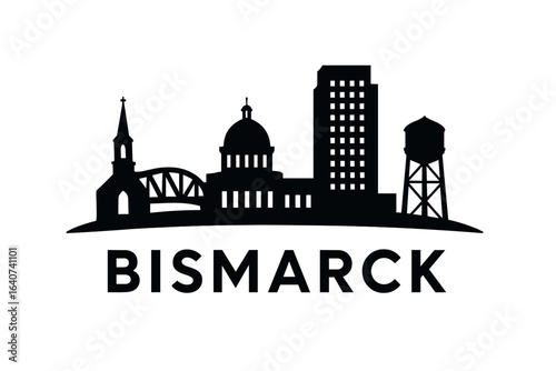 Bismarck city skyline with iconic buildings and landmarks